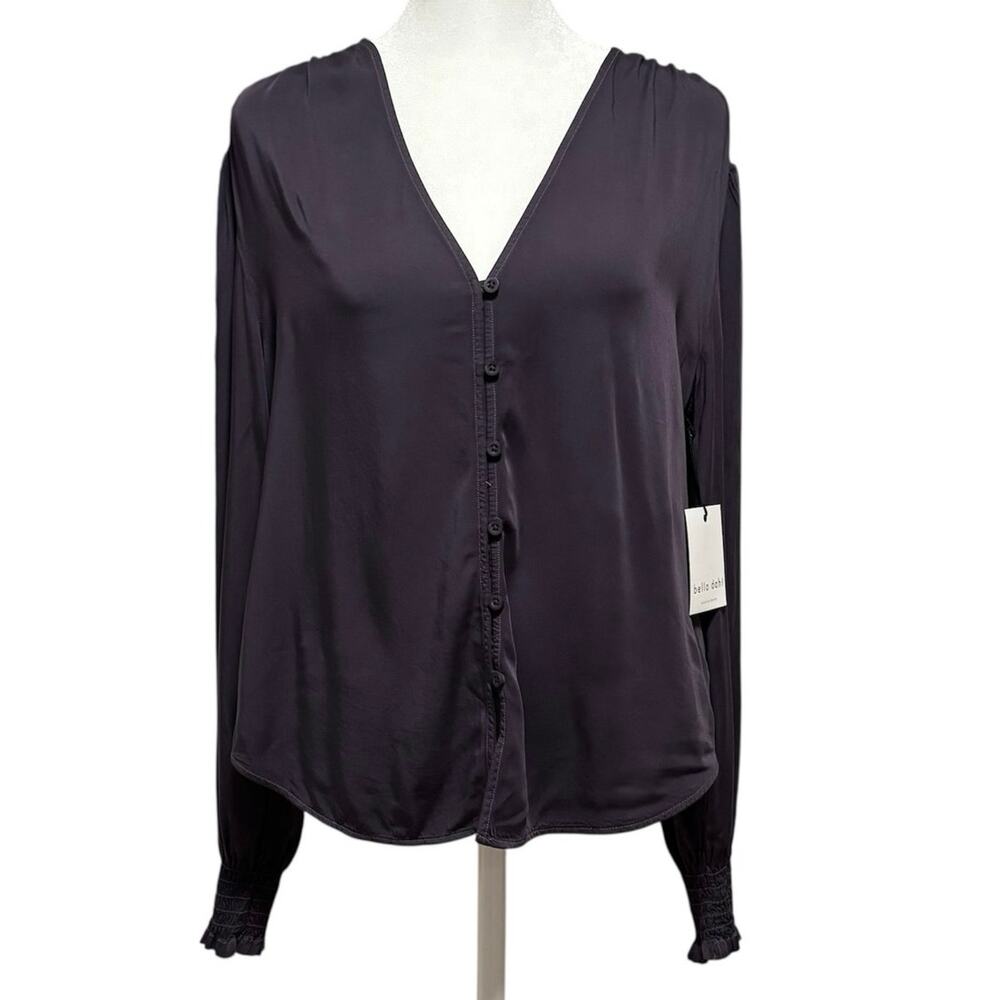 NEW Bella Dahl Size M Button Front Top Blouse Plum V Neck Flowy